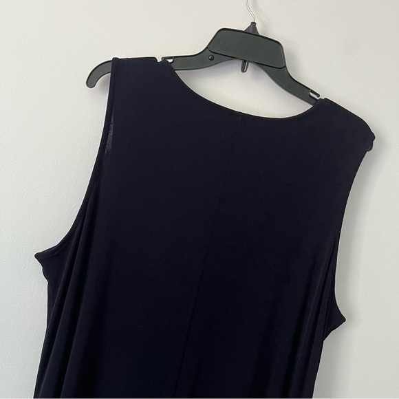 NEW Chicos Travelers Hanky Hem Ink Navy Blue Sleeveless Slinky Midi Dress 4 XXL - Picture 6 of 10